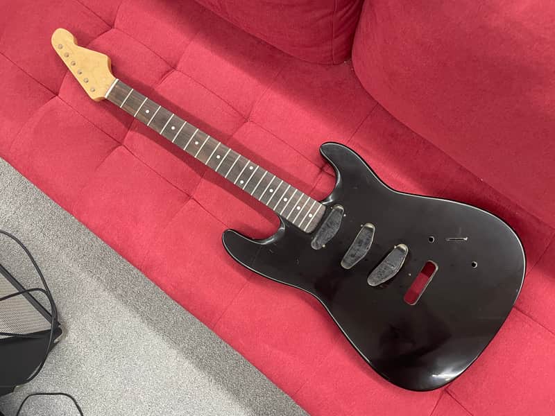 Unknown Set neck Stratocaster Body and Neck Project - Black image 1