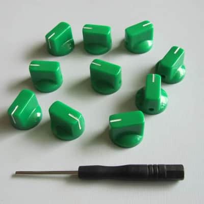 Green Set of 10pcs Guitar AMP Amplifier Effect Pedal Knobs