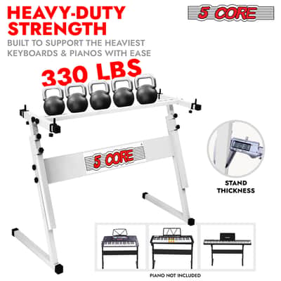 5 Core Keyboard Stand Adjustable 21 - 33" Z Style Metal Electric Piano Riser 330Lb Capacity Foldable image 4