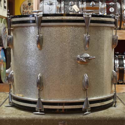 1970s Slingerland Gene Krupa Deluxe Outfit in Sparkling Silver Pearl 14x20 9x13 16x16 image 6