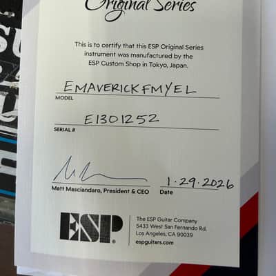 ESP Custom Shop Maverick FM Neon Yellow 27-Fret (2026 NAMM Booth Guitar) image 11