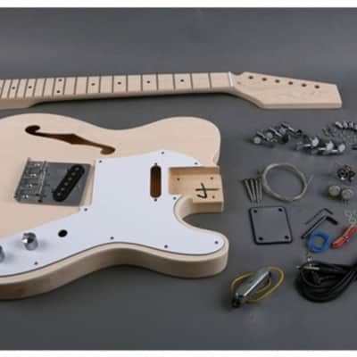 Tele Thinline Style Semi-Hollow Electric Guitar DIY Kit – Build Your Own Tele Guitar – Unfinished image 3