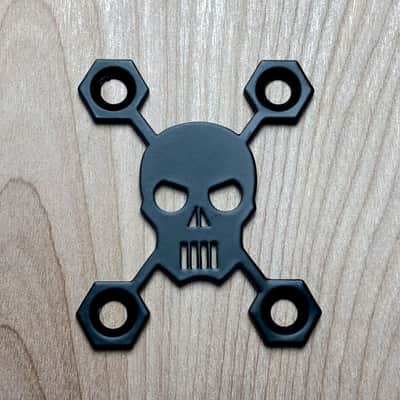 Skull Neck Plate For Bolt On Neck Guitar or Bass - Industrial Black Finish image 1