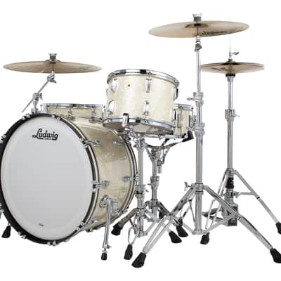 Ludwig *Pre-Order* Legacy Maple Marine White Pearl Downbeat 14x20_8x12_14x14 Drums Shell Pack | Made in the USA | NEW | Special Order | Authorized Dealer image 2