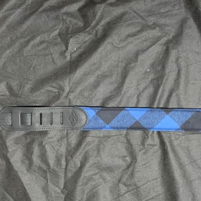 LM CF-BKB Cabin Fever 2" Flannel Black/ Blue Guitar Strap NEW image 2