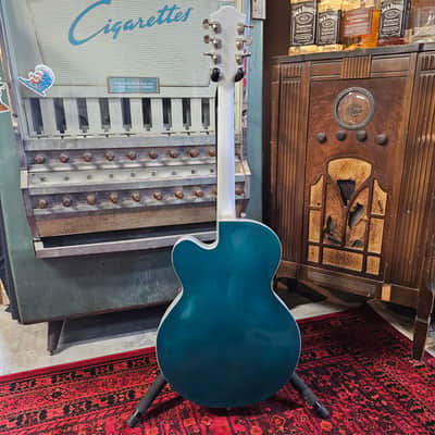 1964 Gretsch 6118 Double Anniversary Two tone Refin Turquoise/ White Silver image 8