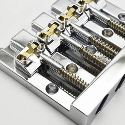 Gold Vintage 4 String Bass Bridge, Brass Saddles image 2