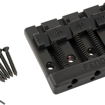 Genuine Fender BLACK HIMASS Block Logo High-Mass Bass Bridge w/Brass Saddles image 1