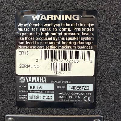 Yamaha BR15 15" Passive PA Speaker Cabinet 400W Program 8 Ohm Made in USA 2000's image 5