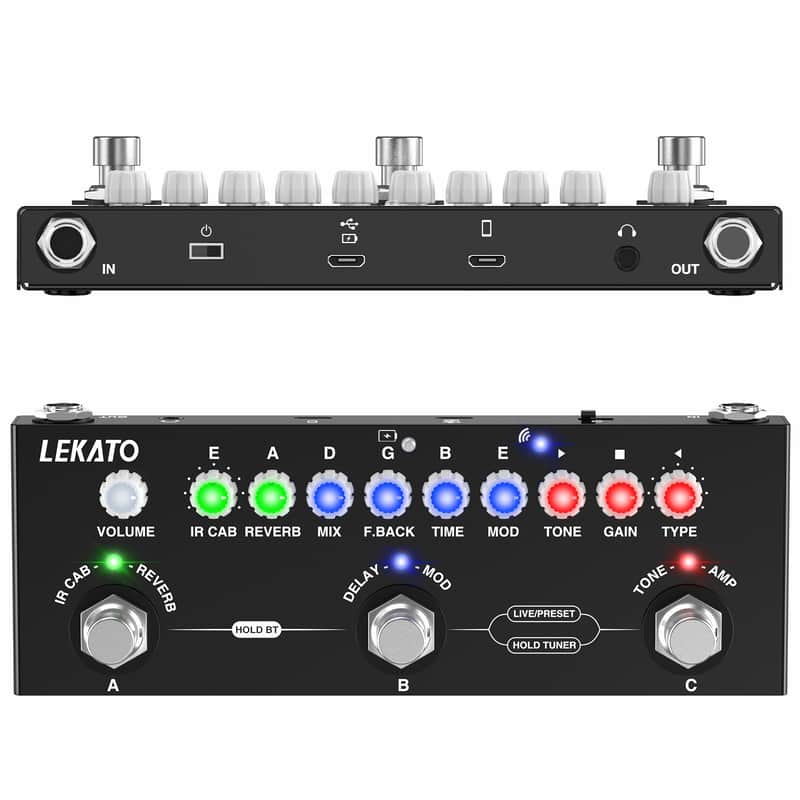 LEKATO Multi Effects Guitar Pedal with IR Loading 9 AMP Models Delay Reverb Distortion Overdrive Rechargable Electric Guitar Effects Multi Pedal Support Recording Bluetooth 5.0 image 1