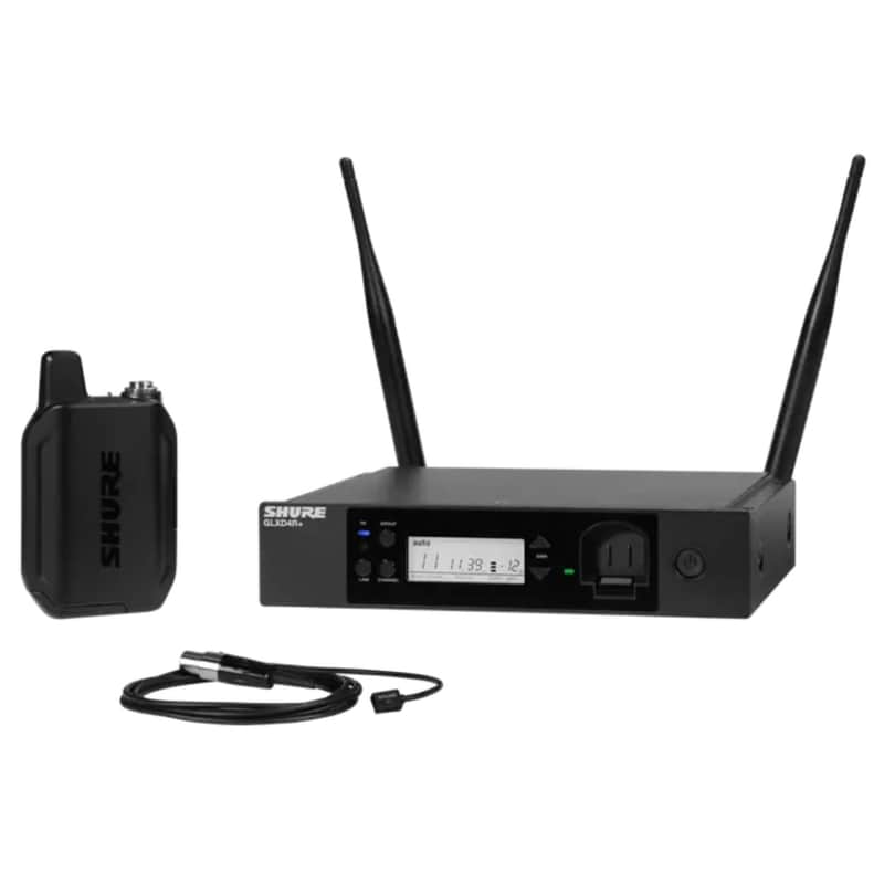 Shure GLX-D+ Dual Band Pro Digital Wireless Rack Mount Lavalier Microphone System for Church, Presentations & More, with WL93 Omnidirectional Mini Lav Mic, 300 ft Range, 12 hr Battery (GLXD14R+/93-Z3) image 1
