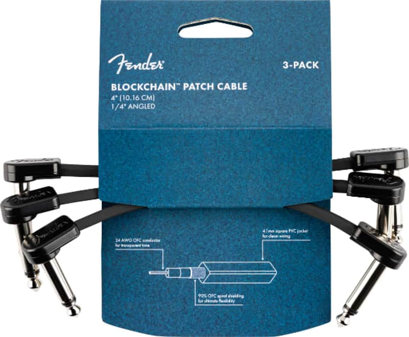 Fender Blockchain 4" Pedal Patch Cables, 3-Pack, Angle/Angle image 1