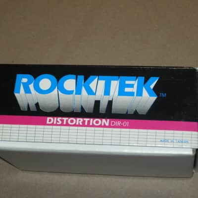 very lightly handed (very clean, but has some aging) Rocktek EMPTY BOX + original Owner's Manual & original Warranty/Registration paperwork ONLY for DIR-01 Distortion (NO pedal) mid to late 1980s, Cardboard, GRAPHICS on Lid: Pink,Blue,Black,Aged White image 6