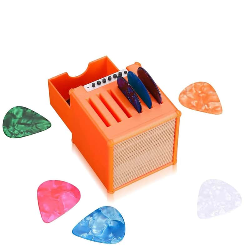 Brand New  Guitar Picks Holder Box, Guitar Picks Holder Box with 5 Celluloid Picks, Amp Speaker Styled Pick Holder for Picks Storage and Display, Guitar Pick Storage Box Set for Guitar Players image 1