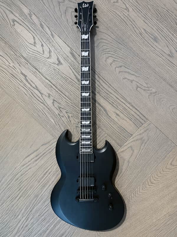 ESP LTD Viper-400B Baritone Black Satin 2021 Indonesia w/ EMG 81/85 – B Standard Setup image 1