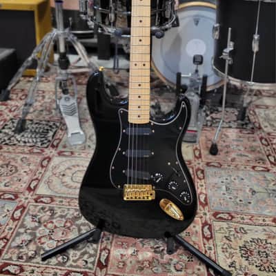 Fender Deluxe Series Stratocaster MIM w/ EMG Pick Ups - 2000s - Black/Gold W/ Gig Bag (C016-48) image 1