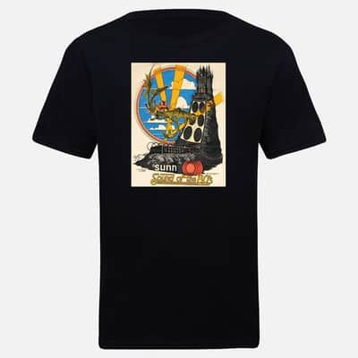 Sunn “The Sound Of The 80's” Black Tee Shirt - Digitally Restored Vintage Ad image 1