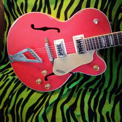 Gretsch Relic Upgraded with "Super" Hilo Tron Pickups, Vintage Amber Knobs, Great Hardshell Case GS5420T 50's Style - Fiesta Red Aged Top image 2