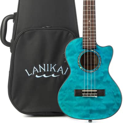 Lanikai QM-BLCET Tenor Ukulele with Cutaway & Electronics - Blue Stain image 1
