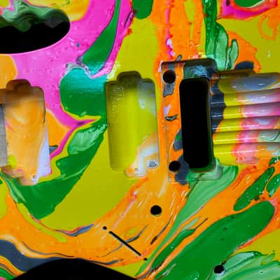 Neon multicolor swirled alder 6 string Jem style guitar body, LEFTY, HxH, AANJ, rear route- RB215 image 2