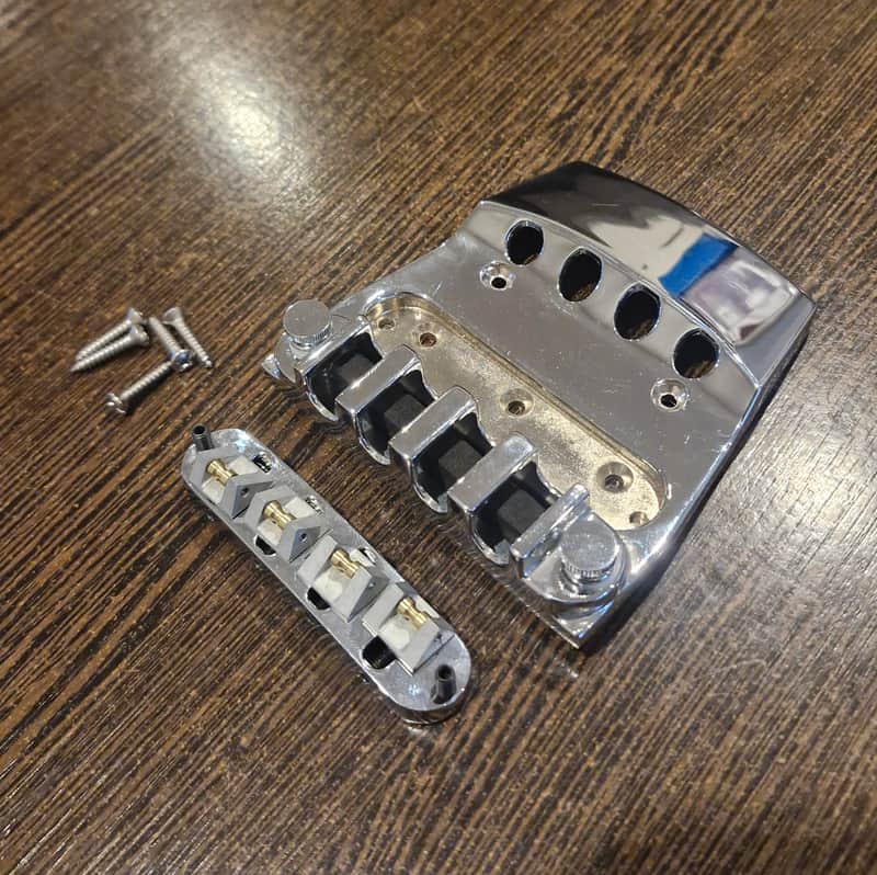 Tailpiece and roller saddles bridge for Rickenbacker basses 4001 or 4003 - Chrome image 1
