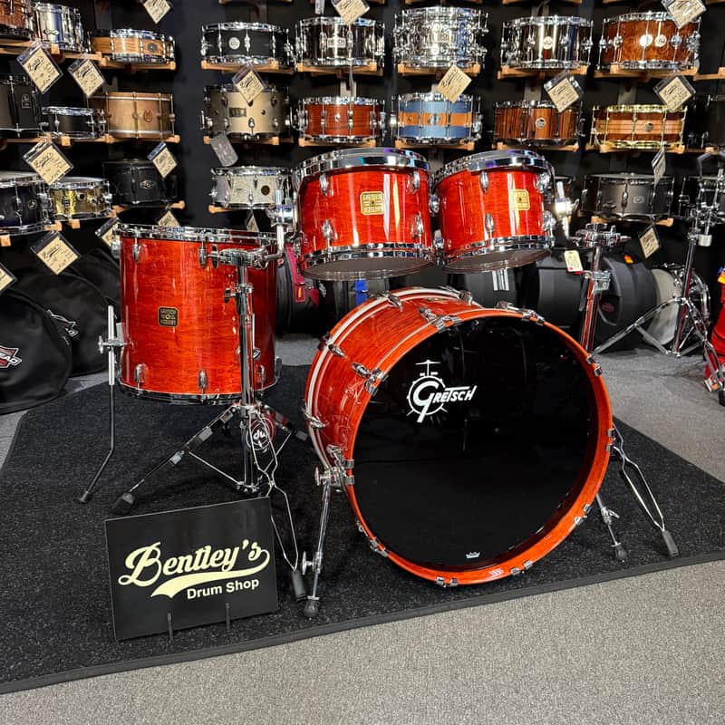 ~NEW!~ Gretsch USA Custom 4-Piece 10/12/16/22 Drum Kit Set in Burnt Orange Gloss Lacquer with Square Badges image 1