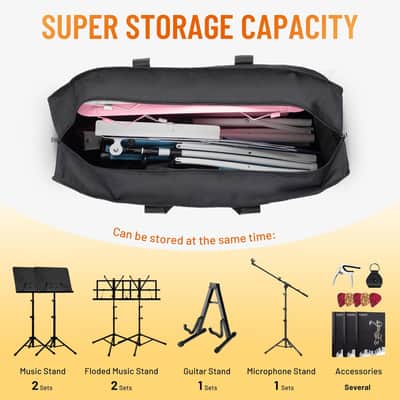 Music Stand Carrying Bag High Capacity Universal Carrying Case Portable for Solid Sheet Music Stand Microphone Stand Speaker Guitar Stand CY0323 image 3