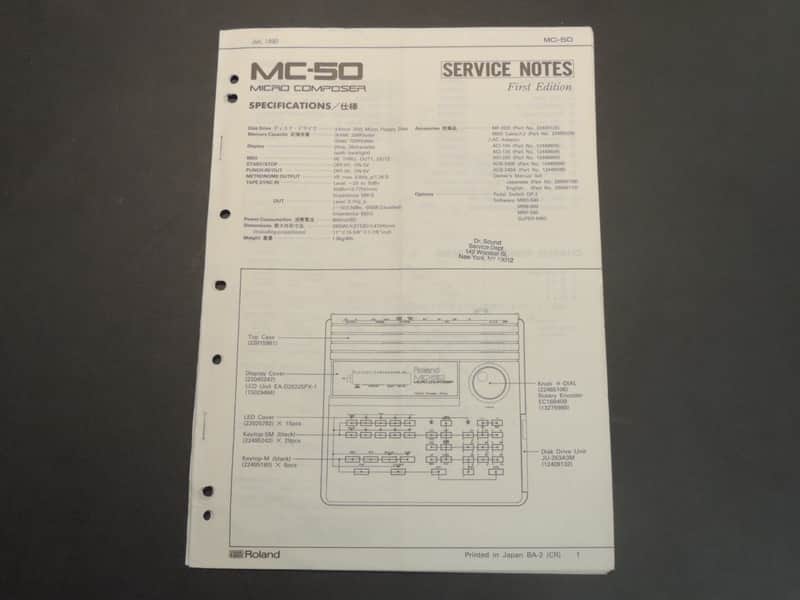 Roland MC-50 Service Notes [Three Wave Music] image 1