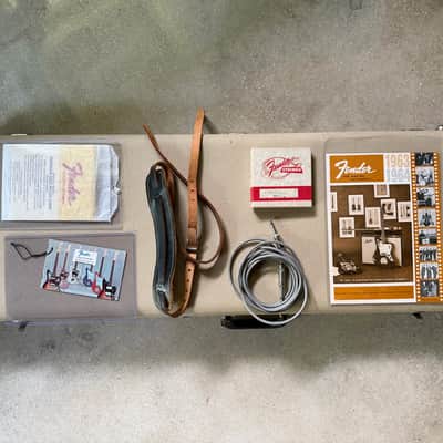ULTRA RARE 1963-1964 Fender Stratocaster Case and Full case Candy set - strap, polish cloth, hang tags. etc NEAR MINT White Cookies and Cream image 1