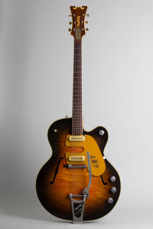 Mosrite  /Gretsch Country Gentleman Custom Thinline Hollow Body Electric Guitar,  c. 1959, period black hard shell case. image 1