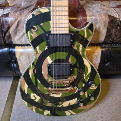 Zakk Wylde Les Paul Custom Camo Bullsye 50th Anniversary Black Sabbath Artist Signed Guitar image 13