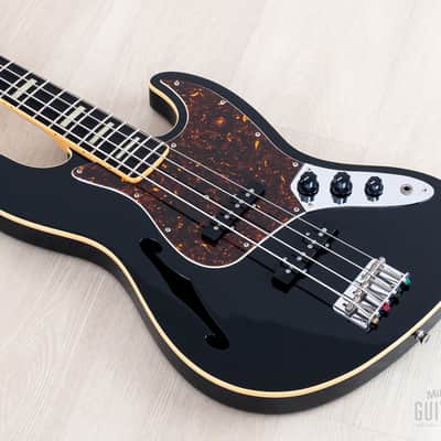 2012 Fender Jazz Bass JB/HO Semi-Hollow Mahogany Body Black, Blocks & Binding, Japan MIJ image 10