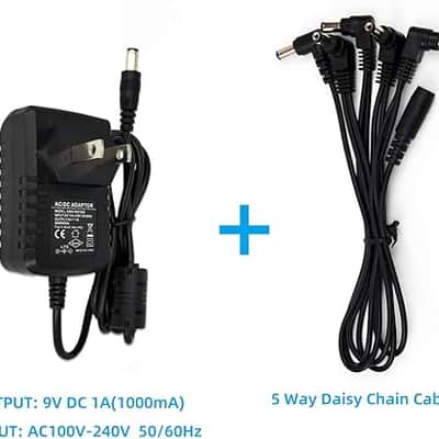 DC 9V Guitar Pedal Power Supply AC Wall Charger Adapter 9V DC 1A 1000mA Tip Negative 5 Way Daisy Chain Pedal Cables for Most Guitar Effect Pedals image 6
