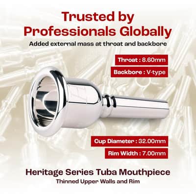 Denis Wick Heritage Tuba Mouthpiece Silver Plated, 2186-4L - Medium-Large Shank image 4