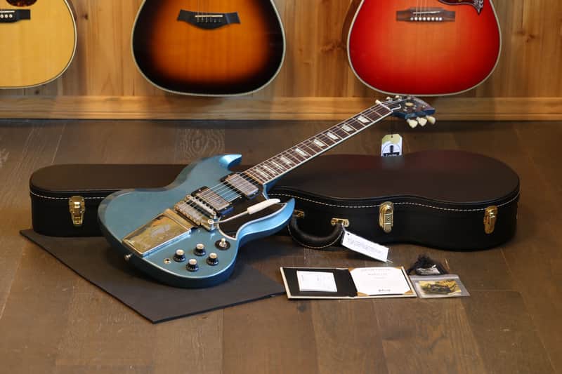 Unplayed! 2022 Gibson Custom Shop 1964 SG Reissue Murphy Lab Light Aging Pelham Blue w/ Maestro + COA OHSC