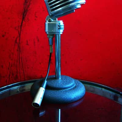 Vintage RARE 1940's Turner 34X modified dynamic microphone Satin Chrome with cable & Atlas DS-5 stand 77A 101C image 1