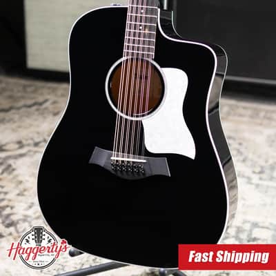 Taylor 250ce Plus BLK Doce Doble Acoustic/Electric Guitar - Black with Aerocase image 1