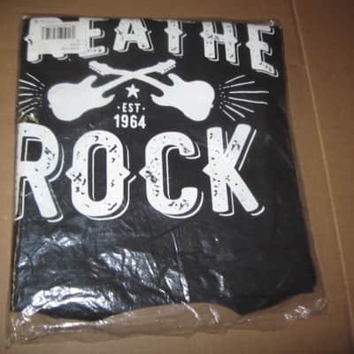 new in package A+ Guitar Center EAT BREATHE, ROCK Men's Size X-Large (XL), Black 100% Cotton Short Sleeve T-Shirt - Graphic is in White and it says / shows: GUITAR CENTER EST. 1964, EAT, BREATHE, ROCK + has dual guitars, stars, lines (Style # GC005-11730) image 15