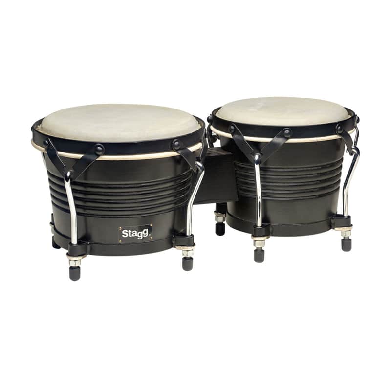 Stagg Wood 7.5" & 6.5" Latin Bongos - Black image 1