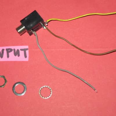 2 lite use genuine Boss INPUT jacks (for compact sized pedals) +nuts,washers,wires (+3 extra wires & 2 zip ties) BOTH jacks have brown,gray,yellow wires attached, work fine, from 2000s (can be used on most other year Boss pedals) NO: pedal(s), other parts image 2