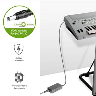 16V AC/DC Adapter Compatible with Yamaha P-120 Pro P-120S P120 S P120S PA-300C PA300C PA-300 C PA300 Keyboard Piano Tone Generator Motif XS Rack Synthesizer Sound Module 2.4A Power Supply PSU image 2