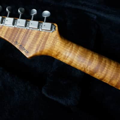 Preowned Patrick James Eggle Guitars 96 Drop Top in Lava Burst with Mastergrade Roasted Flame Maple Neck image 10