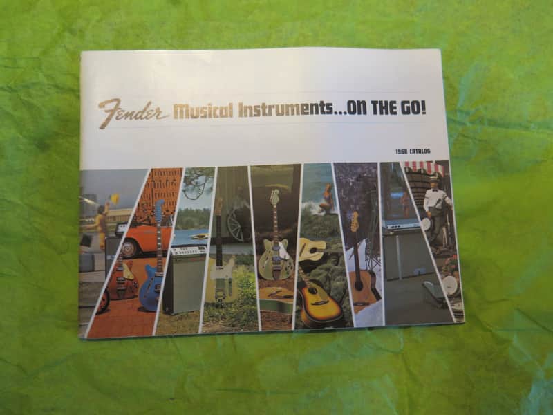 vintage 1968 Fender catalog ON THE GO 45 p. booklet stratocaster telecaster pedal steel amplifiers banjoes accessories paper case candy image 1
