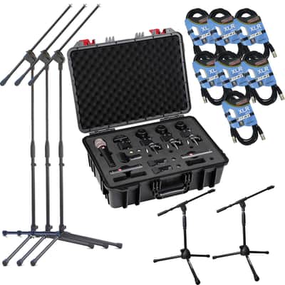 sE Electronics V Pack Arena Drum Microphone Kit, (3) Mic Stands, (2) Low Profile Mic Stand, (7) XLR Cables Bundle image 1