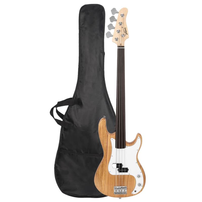 Glarry Fretless Electric Bass Guitar Full Size 4 String for experienced Bass Players - Burlywood image 1