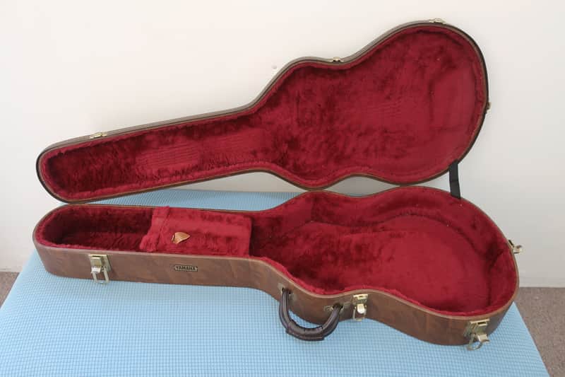Last One 2000s Yamaha Heavy Duty Tan Brown Pleather Hardcase Fits ES 335 Dot Sheraton Casino Or Similar Guitar Hardshell Case Archtop Style 44X16X3 Epiphone Gibson Heavy Duty Handle image 1