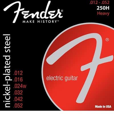 Fender Super 250 Guitar Strings, Nickel Plated Steel, Ball End, 250H Gauges .012-.052, (6)