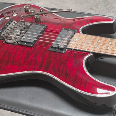 SCHECTER C-1 Hellraiser-S FR LH Left Hand SUSTANIAC SYSTEM! EMG 81 Floyd Rose AAA Quilt Top 24 Fret Super Strat Pro Lefty C1 Guitar image 3