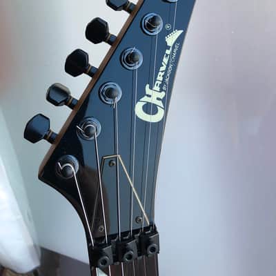 1991 MIJ Charvel Archtop Dinky DKA-110-HH, MoP Sharkfin, Superb, Trans Black, Vintage Gig Bag image 3