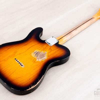 2023 Fender Custom Shop 1952 Telecaster Heavy Relic Big U Two-Tone Sunburst w/ Case, CoA image 11